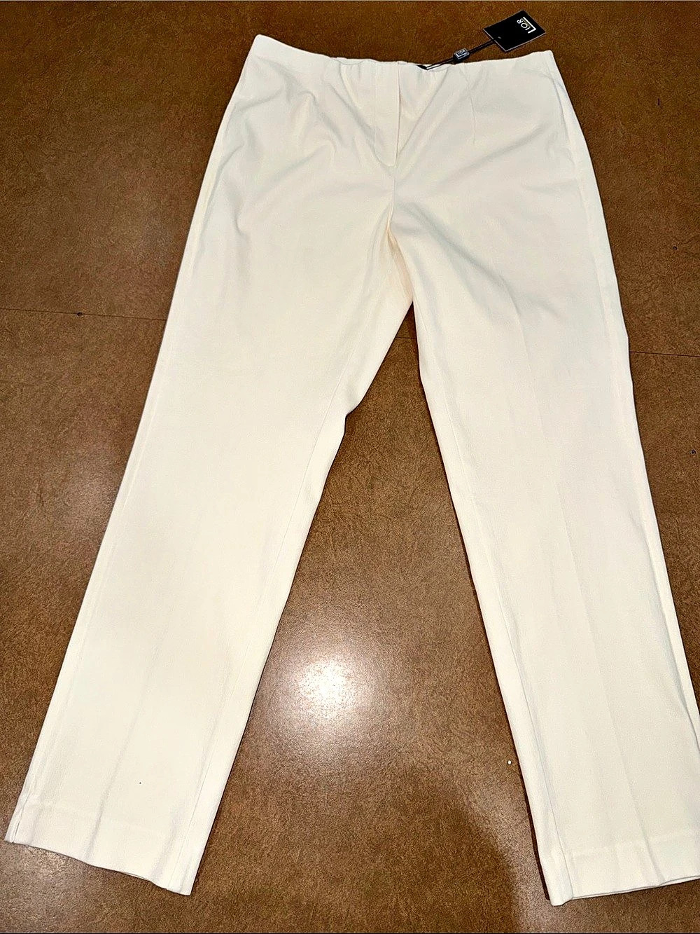 NWT • Lior Straight Leg Pants in Cream • Pull-on Pants • Size 12